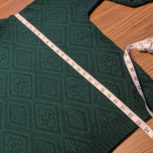 Vintage Green Diamond Stitch Knit Sweater L - Picture 4 of 8